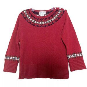 Vintage Ralph Lauren Polo Jeans Sweater Women's Large Red Fair Isle Angora Blend